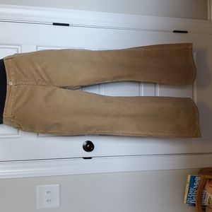 Khaki corduroy boot leg pant